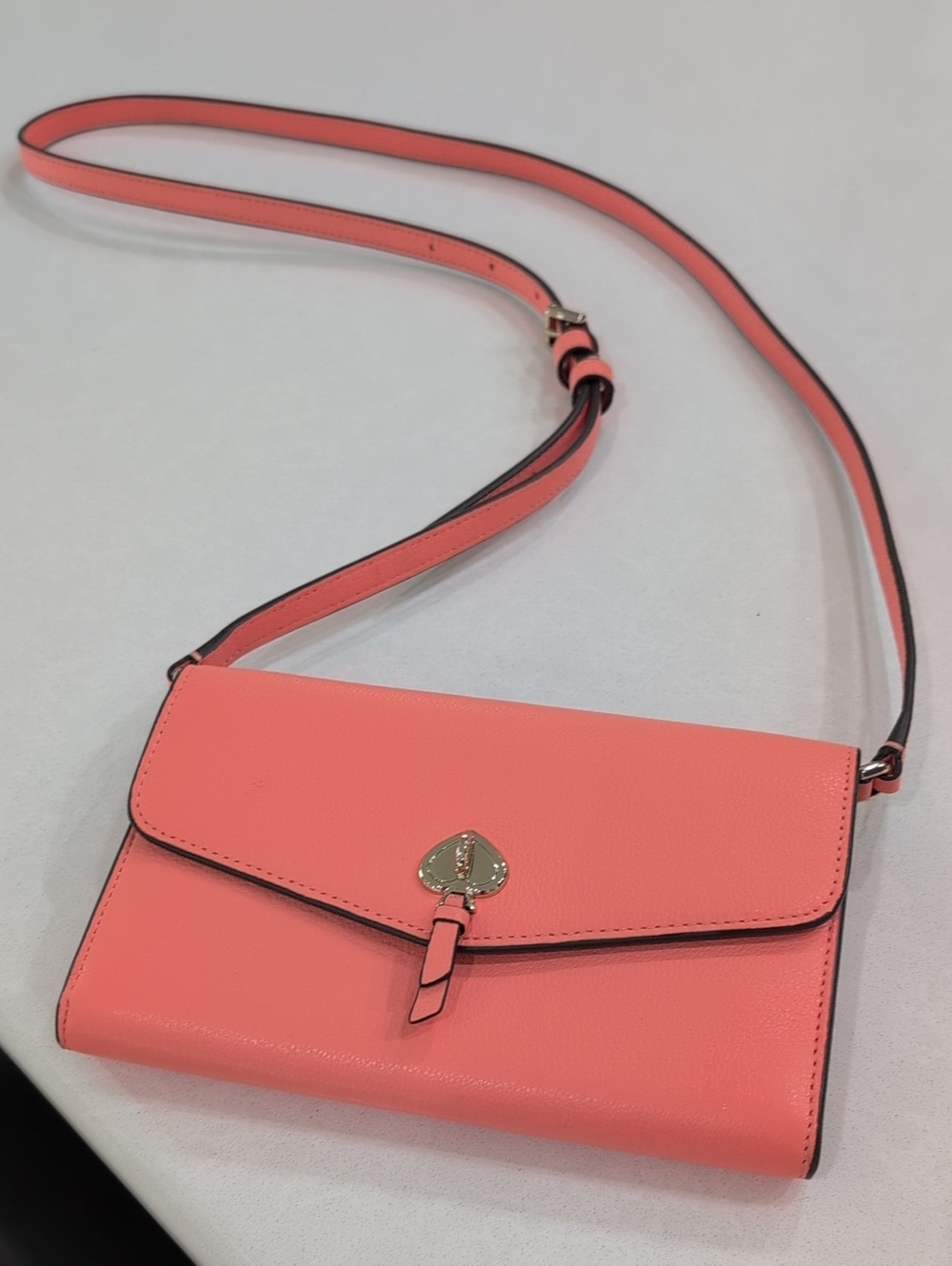 Kate Spade Coral Crossbody Wallet with Heart Lock